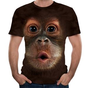 Maymunlar Komik toptan satış-Erkek T Shirt D Baskılı Hayvan Maymun tişört Kısa Kollu Komik Tasarım Casual Tops Tees Erkek Cadılar Bayramı t gömlek