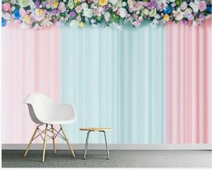壁のための壁紙3 dのための居間のためのヨーロッパの抽象的な三次元のバラのカーテンの装飾の壁