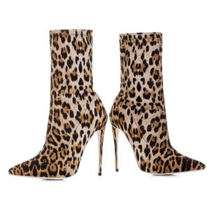 Sıcak satış-Kadınlar Moda Yüksek Topuk Ayakkabı Moda Tasarımcısı Kadın Ayakkabı Superstars Moda Leopard Baskı Boots Kadınlar Elbise Ayakkabı Plus Size