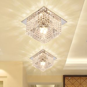 Kwadratowa LED Lampa Reflektor Lampa Nowoczesna Kryształ Szkło 5W LED Sufit Lights Living Room Foyer Corridor Ganch Crystal Downlight Dia10cm