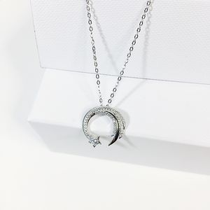 Solid 925 Sterling Silver Meteor Garden Moon Star Pendant Necklace 2.85grams J190711