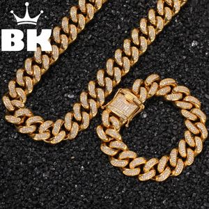 Schwere Goldene Halsketten-sets großhandel-Edelstahl Bordstein Kubanische Link Kette Hip Hop Punk Heavy Gold Silber überzogene kubanische cm Halskette und Armband Set