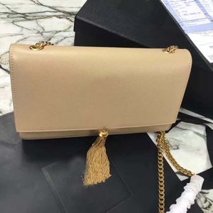 Neue klassische Kette Tasche Handtasche Handtasche mit Quaste Clutch Taschen Frauen echtes Leder Handtasche Schultertasche Totes Umhängetaschen