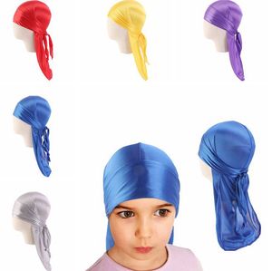 kids Satin Durags Bandanna Turban Wigs hat 3- 8years Bandana Hats Turban Cap Durag Headwear Headband children hat KKA7968