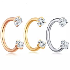 3 Colors CZ Mini Titanium Nose Rings Body Piercing Jewelry Stainless Steel Jewelry Open Hoop Earrings Studs Non Piercing Rings