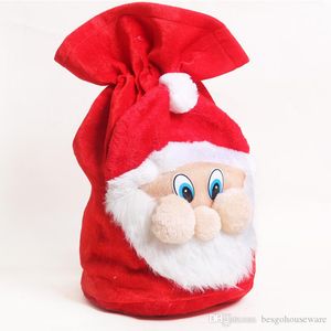 Świąteczne torby na sznurkodawce Dekoracja Świętego Mikołaja Torby pończochy dla dzieci Candy Gift Bag magazynowy Święty Mikołaj Claus Prezenty Torby BH0101 TQQ