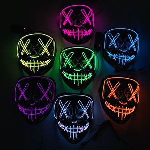 Halloween Scary Mask Cosplay LED Kostym Mask EL Wire Light Up för Halloween Festival Party Costume