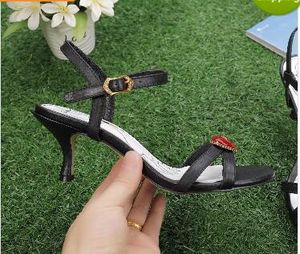 Hot Sale- White Black Summer Gladiators Kitten heel 6.5cm New Hot Ladies Red Carpet Pumps Woman Sandals