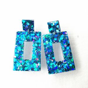 Fashion- Autumn Winter Resin Earrings Japanese Korean Australia Women Glitter Sequin Drop Earrings Statement Party Earrings