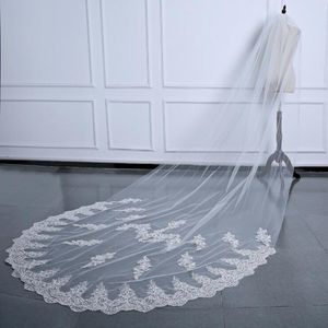 Högkvalitativ spetsbröllopslök Vit Elfenben Tulle Bröllop Veil Enkel Billiga Church Bridal Veils Bröllop Tillbehör