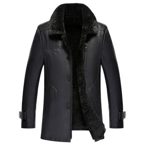 ¡Novedad de 2020! Abrigo de cuero de invierno para hombre, chaqueta de cuero a la moda para invierno, chaqueta de cuero con cuello de piel para hombre, abrigos cálidos para la nieve en el interior, chaqueta de cuero