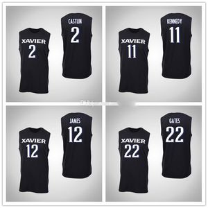 Xavier Musketeers College 22 Kaiser Gates Basketball Jersey 2 Kyle Castlin 11 Keonte Kennedy 12 Dontarius James Stitched Custom Number Name