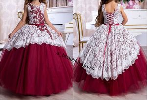 Elegant Barn Formell Lace Flower Girl Dress Pageant Formell Communion Party Prom Princess Girl Dress FG1247
