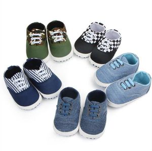 Wholesale soft sole baby shoes resale online - Baby Shoes Canvas Moccasins Toddler Soft Sole Casual First Walkers Newborn Anti slip Fashion Prewalk First Walker Lace up Sneakers A5535