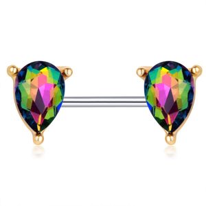 Rainbow Heart Nipple Bar Piercing Barbell Rings Ear Pircing Surgical Steel Earring Sexy Women Men Body Jewelry 20pcs