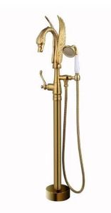 Luxury Swan Series golvmonterat badkar vattenfall kran europeisk stil enkel handtag Dual Control Freestanding Mixer Filter Tap RS-002