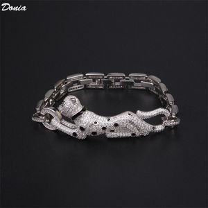 Luxus-Armreif von Donia Jewelry, heftiger Leopard, übertriebener Titanstahl, mikroeingelegter Zirkon, Geschenkbox europäischer und amerikanischer Modedesigner