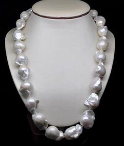 GW gran tamaño 18-23 MM de forma Natural collar de perlas 20"