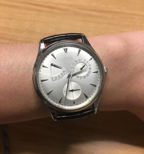 Man Watch Stali Stal Luksusowy zegarek Business Style Business Wristwatch mechaniczny ruch automatyczny Nowy zegarki skórzany pasek 246n