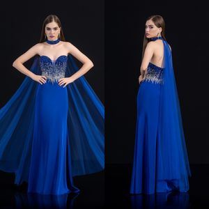 Elegant Evening Gowns Royal Blue Sparkly Sequins Sweetheart Prom Dress Backless Floor Length Red Carpet Party Gown vestidos de novia