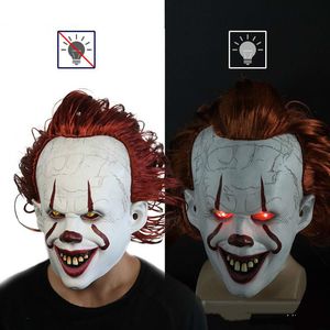 Movie Stephen King S It 2 ​​Cosplay Pennywise Clown Joker Mask Tim Curry Maska Cosplay Halloween Party Rekwizyty LED Maska