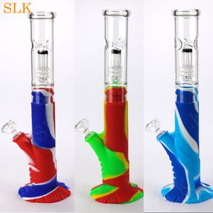Headshop dab rig 14" glass breaker smoking bong hookah with 14.4mm joint glass bowls collapsible water bongs silicone oil burner pipe
