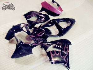 Custom motorcycle parts for Kawasaki Ninja ZX-9R 02 03 fairing body kits 2002 ZX9R 2003 ZX 9R purple flames ABS fairings set