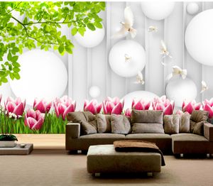2019 Nowy różowy tulipan biały float ilustracja wnętrz dekoracja wnętrz hd drobna tapeta