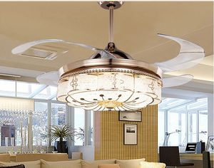 Invisible Ceiling Fans Living Room Remote Control Fan Lights Bedroom Simple Modern Retractable Belt LED Mute Electric Fan Chandeliers