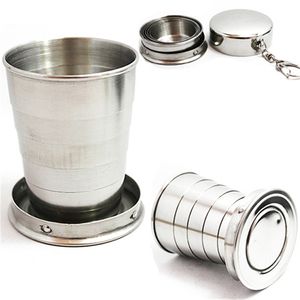 75ML 250ML Mini Stainless Steel Cup Portable Travel Folding Collapsible Cup Telescopic Wine Drinking Glasses for Home Kitchen Bar DLH066