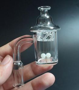 DHL Factory Price 4mm Quartz Banger Nail with Spinning Cyclone Carb Cap Glow in the Dark Luminous Quartz Terp Pearls for Glass Bong