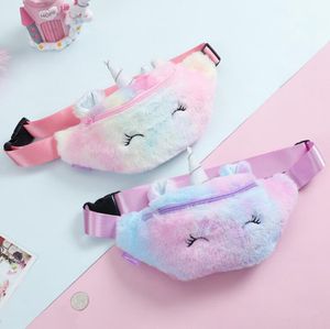 Unicorn Peluş Bel Çantası Sevimli Karikatür Çocuk Fanny Paketi Kız Kemer Çanta Moda Seyahat Telefon Kılıfı Göğüs Çanta OOA7372-5