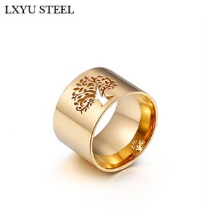 Novos anéis de árvore da vida de aço inoxidável 316L para mulheres anéis de trevo padrão anéis de dedo para meninas luxo festa/jóias de casamento