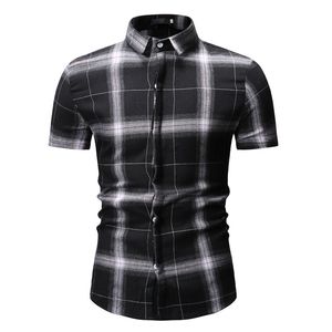 Chemise Homme 2019 New Plaid Shirts Men Fashion Short Sleeved Summer Casual Men Shirt Camisa Masculina Mens Dress Shirts