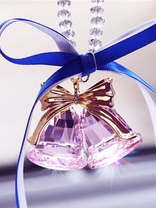 Bling Fashion Pink Clear Champagne Crystal Couple Bell Bling Glass Christmas Orament Kids Gift Home Decoration DEC431