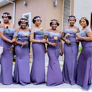 South African Afryki Prom Sukienka Plus Size Kobiety Off Gender of Honor Suknie na ślub Koronki ANS Satin Tanie Druhna Dress