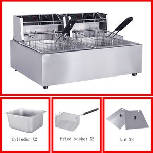 LOW PRICE Stainless Steel Frying Machine Electric Deep Fryer with Double Basket Strainer 1.5KW Fryer for Chicken Shrimp French Fries