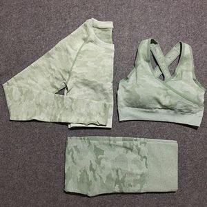 3 pcs camo seamless set women gym sets athletic clothes sport wear yoga set women fitness clothing sport leggings and top set T200518