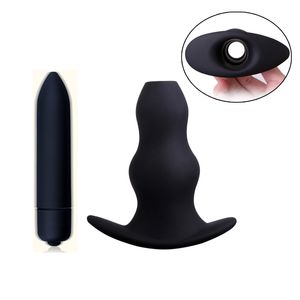 Hollow Anal Plug and 10 Speed ​​Bullet Vibrator Butt Plug Anal Prostate Massager Odbyt Stymulator Wibrator Sex Zabawki Dla Kobiety Mężczyźni C18112801