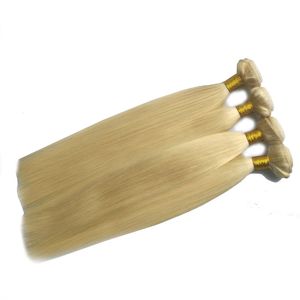 Toppkvalitet 9a Remy Hair 100g / stycke 3st / parti 100 procent färg 613 Blond brasiliansk mänsklig hårväv / vävning / väft / förlängningar, fri DHL