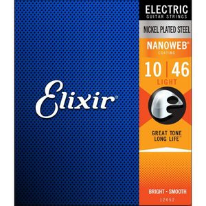 Elixir nanoweb 10-46 strings de guitarra elétrica light conjunto 12052 niquelado
