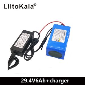 LiitoKala 18650 24V 6Ah 7S3P Pacco batteria batteria al litio per ciclomotore bicicletta elettrica + 29.4V2A