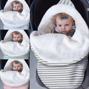 두꺼운 아기 swaddle 랩 니트 봉투 신생아 슬리핑 가방 아기 따뜻한 스웨덴 담요 유아 유모차 슬립 자루