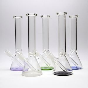 10in Hookah Color Bottom Beaker Glass Bong Waterpipe Dabrig with clear downstem 1 clear bowl