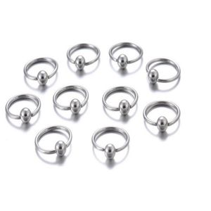 10Pcs/set Nose Ring piercing body jewelry Steel Hoop Ring Closure For Lip Ear Nose silver plated Ball Body Jewelry