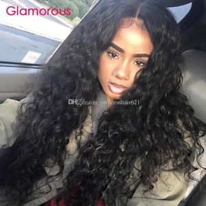 Glamorous Human Lace Front Wigs 12-32 Inches Natual Color Average Cap Size Peruvian Virgin Human Hair Deep Wave
