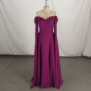 Real Photo Уникальный дизайн V-образным вырезом Пром платье с плеча шифон-линии длиной до пола, вечернее платье женщины