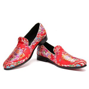 Wholesale red bottom shoes large sizes for sale - Group buy newVintage Flowers Embroidery Men Loafers Red Bottom Men Dress male paty prom shoes Wedding Party Formal Shoes Large Size Men Flats