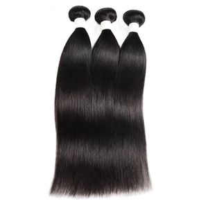 Ishow 9A Fasci di capelli umani lisci brasiliani trama 3 pezzi estensioni dei capelli peruviani all'ingrosso tessuto per donne tutte le età 8-28 pollici colore naturale nero