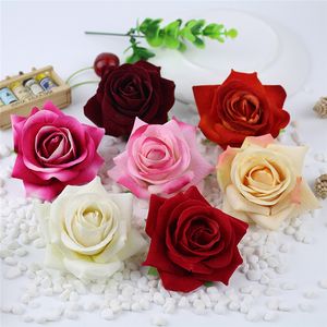 10PCS Large Velvet Cloth Roses Artificial Flower Heads Wedding Car Decoration Christmas Halloween Party Gift Box Decor flores